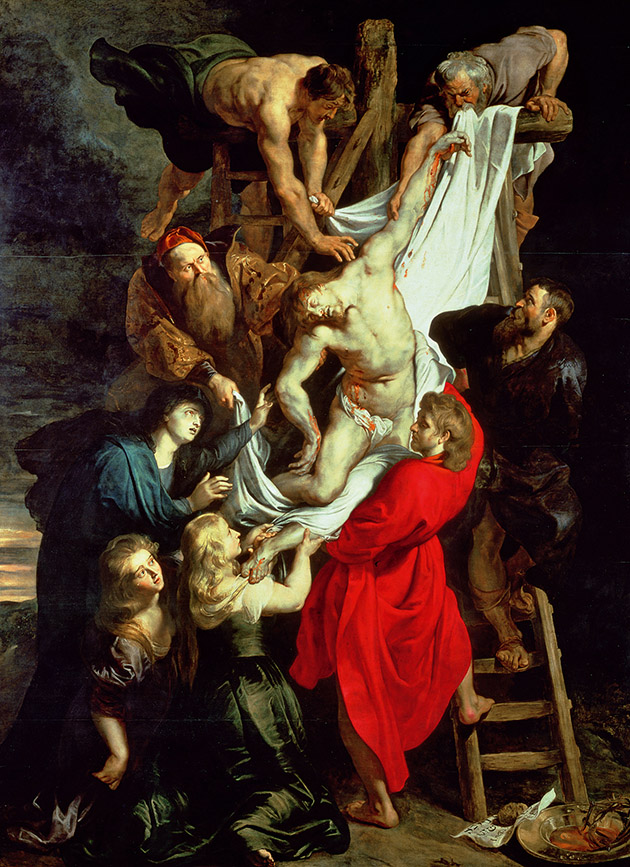 The Descent from the Cross, central panel of the triptych, 1611-14 (oil on panel)