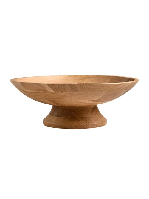 Madeira Oak Wood Tall Footed Serving Bowl