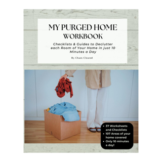 A paperback book titled 'My Purged Home Workbook' by Chaos Cleared