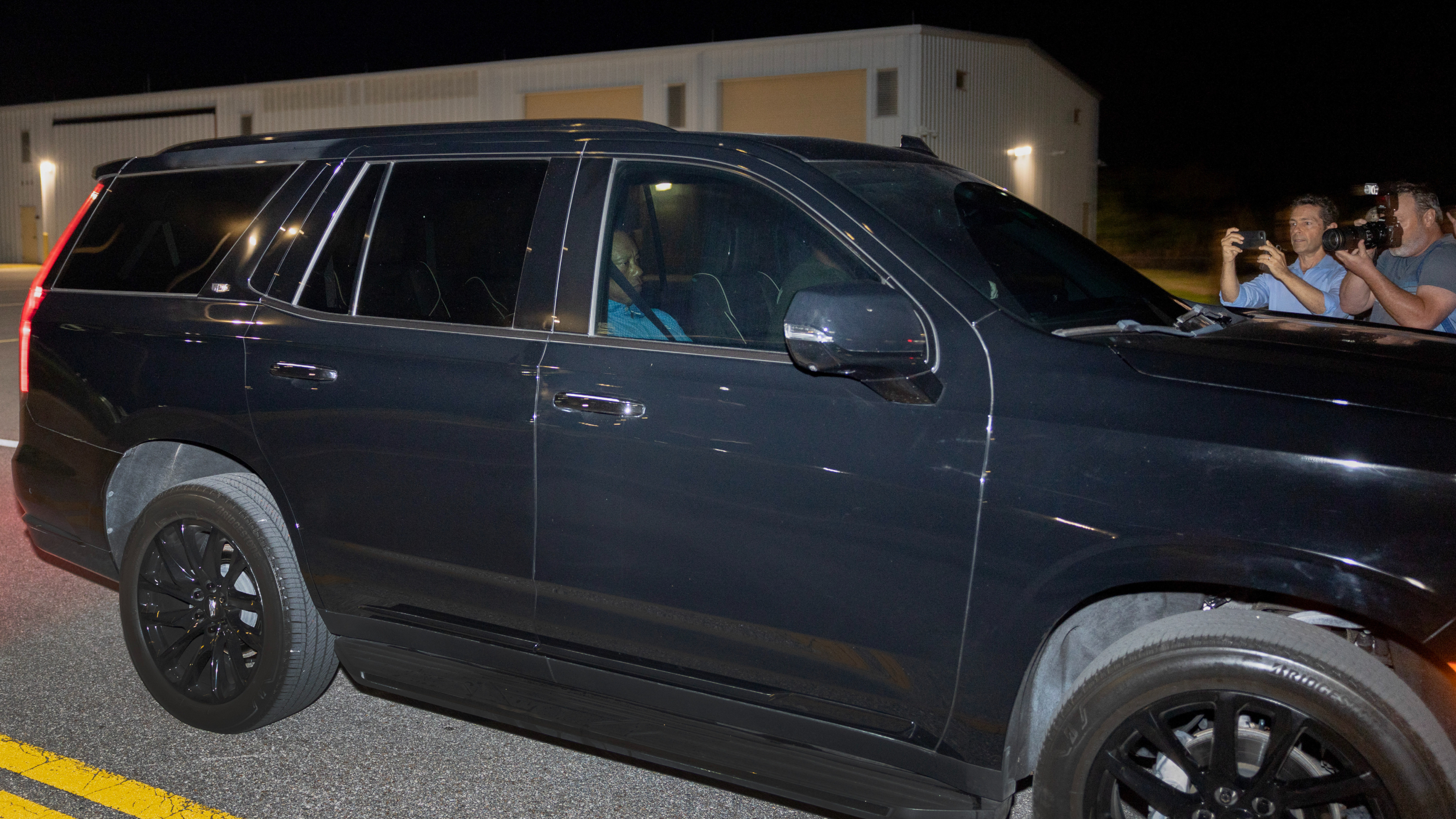Tiger Woods after being released on bail following his car accident