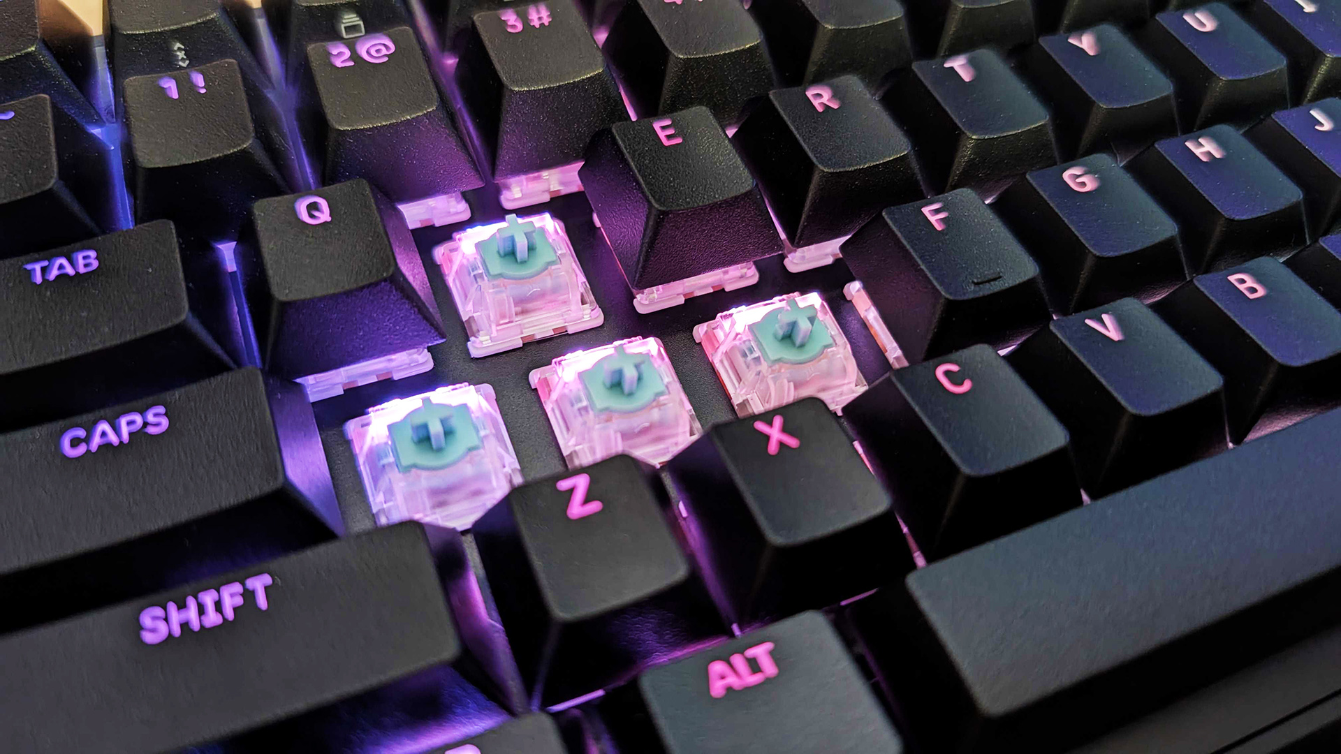 Corsair Vanguard Pro 96 keyboard on computer desk