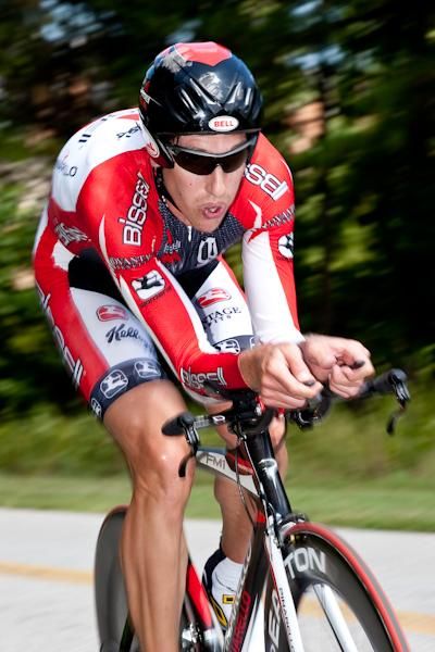 Tom Zirbel (Bissell) flies by on his first lap.