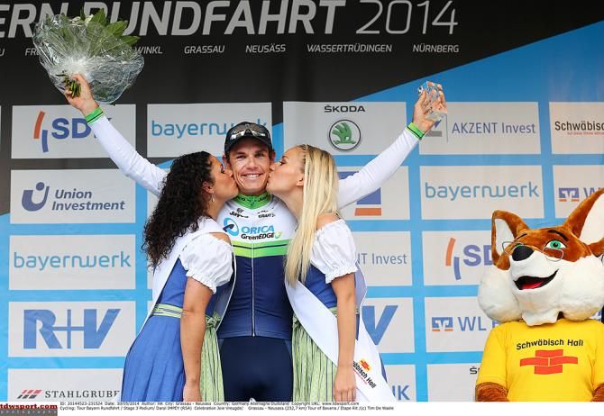 Daryl Impey (Orica-GreenEdge) on the stage 3 podium