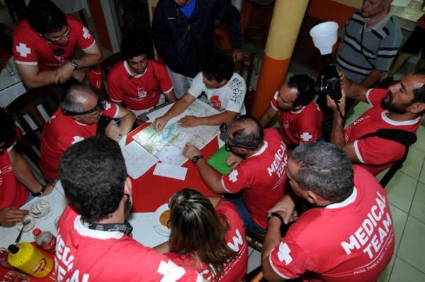 The Medical Staff work out their game plan.