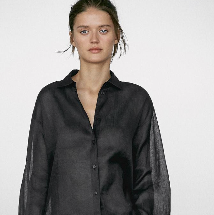 Massimo Dutti, Lightweight Semi-Sheer Shirt