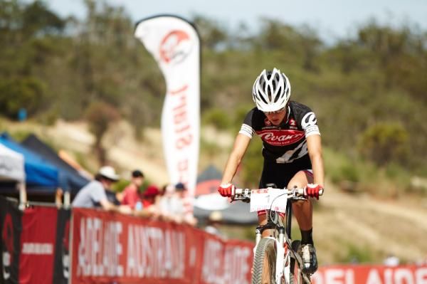 Rowena Fry limps over the line for 3rd.