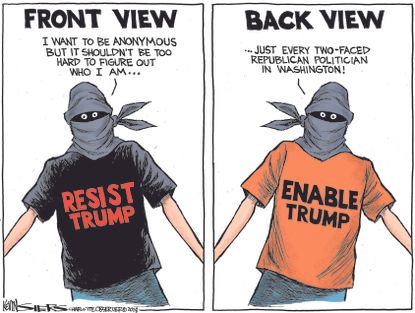 Political cartoon U.S. resist Trump anonymous source New York Times op-ed republican
