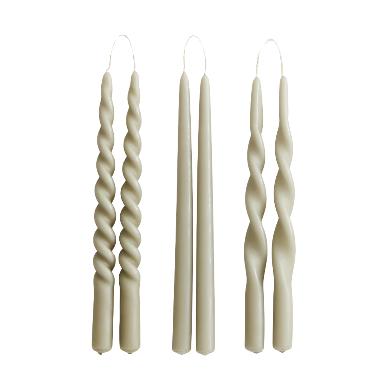 Light khaki green taper candles
