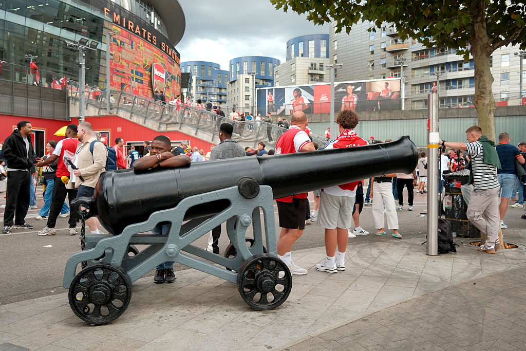 A decorative cannon outside the Emirates Stadium