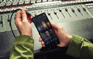 Plugging headphones into the Xperia 1 III