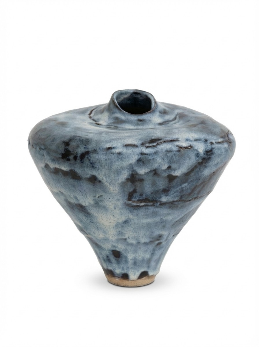 MovewithMina, Hand Built Stoneware Vase, Cream Glaze (24 X 32 Cm)