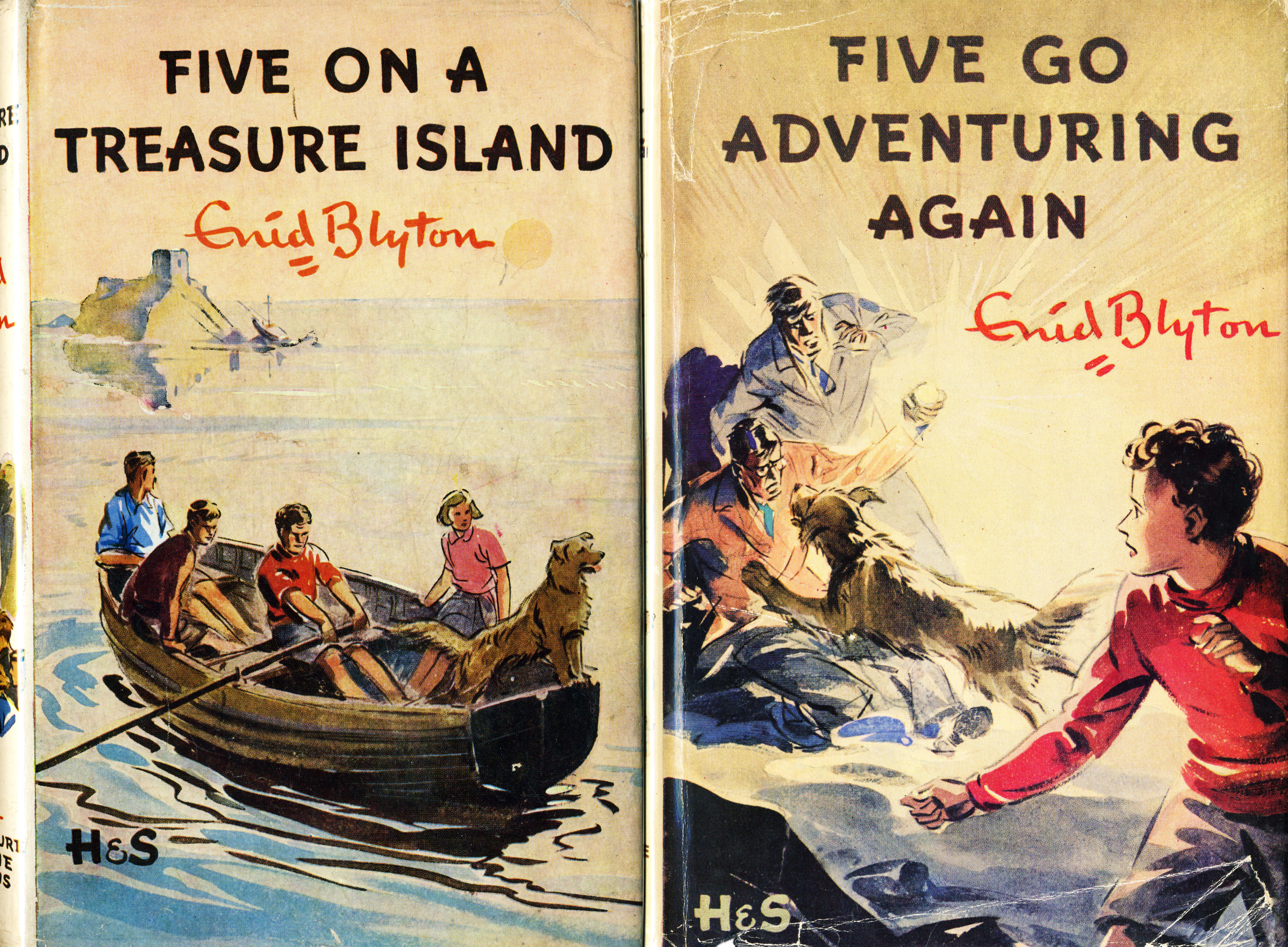  The First two Famous Five Children's Hardback Books by Enid Blyton 1940s 