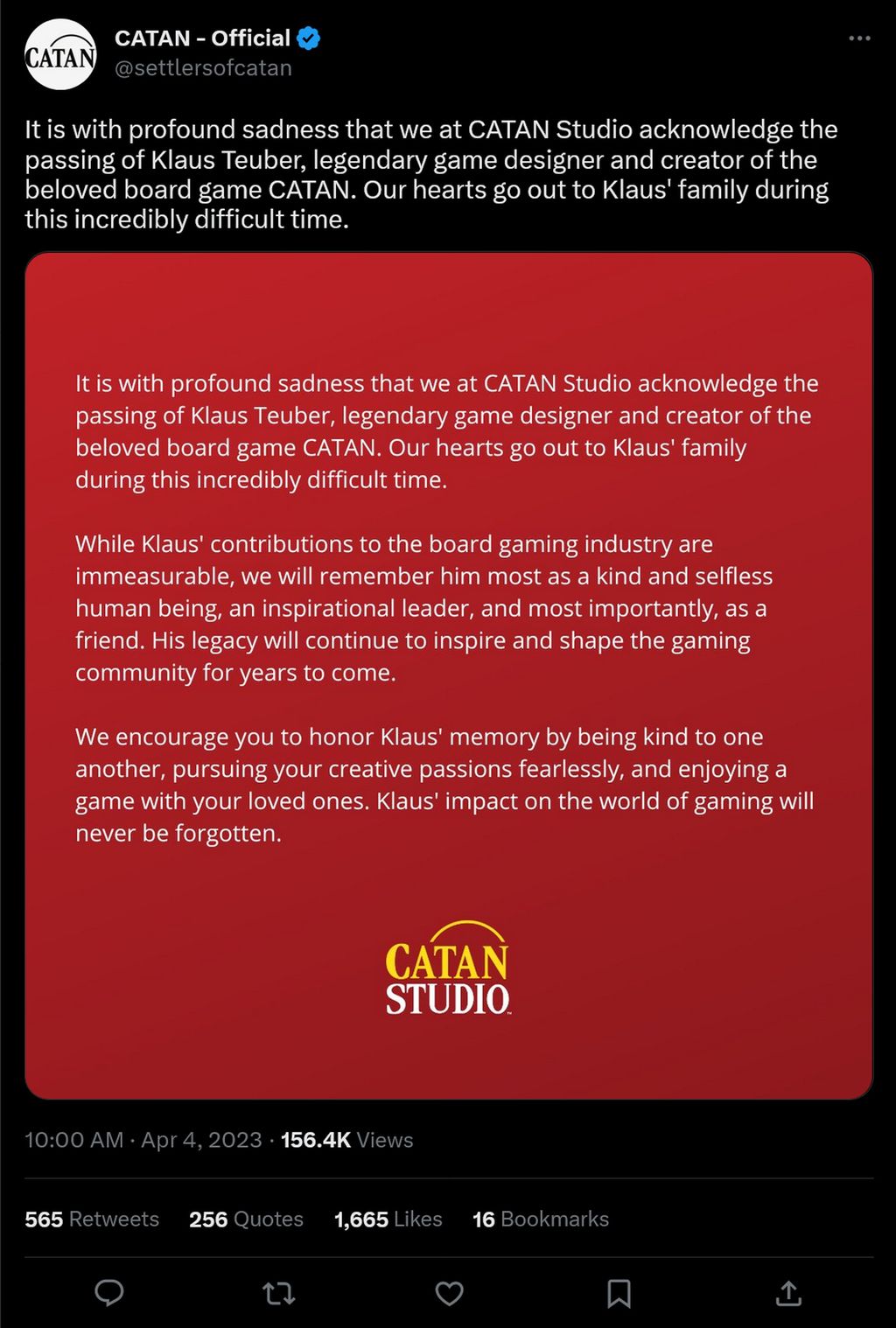 Catan Creator Klaus Teuber Has Died Gaming Dispatch