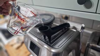 The espresso quick access funnel in use