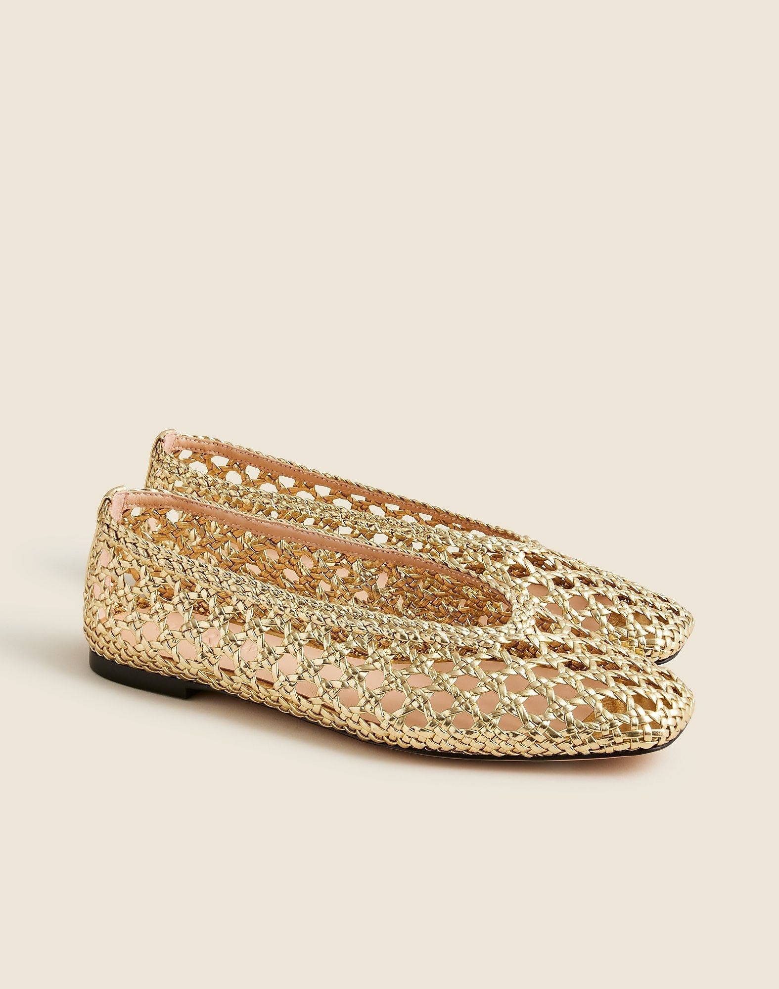 J.Crew, Quinn Handwoven Ballet Flats in Metallic Leather