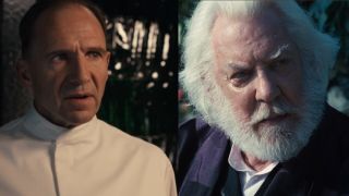 Ralph Fiennes in The Menu and Donald Sutherland in The Hunger Games side by side