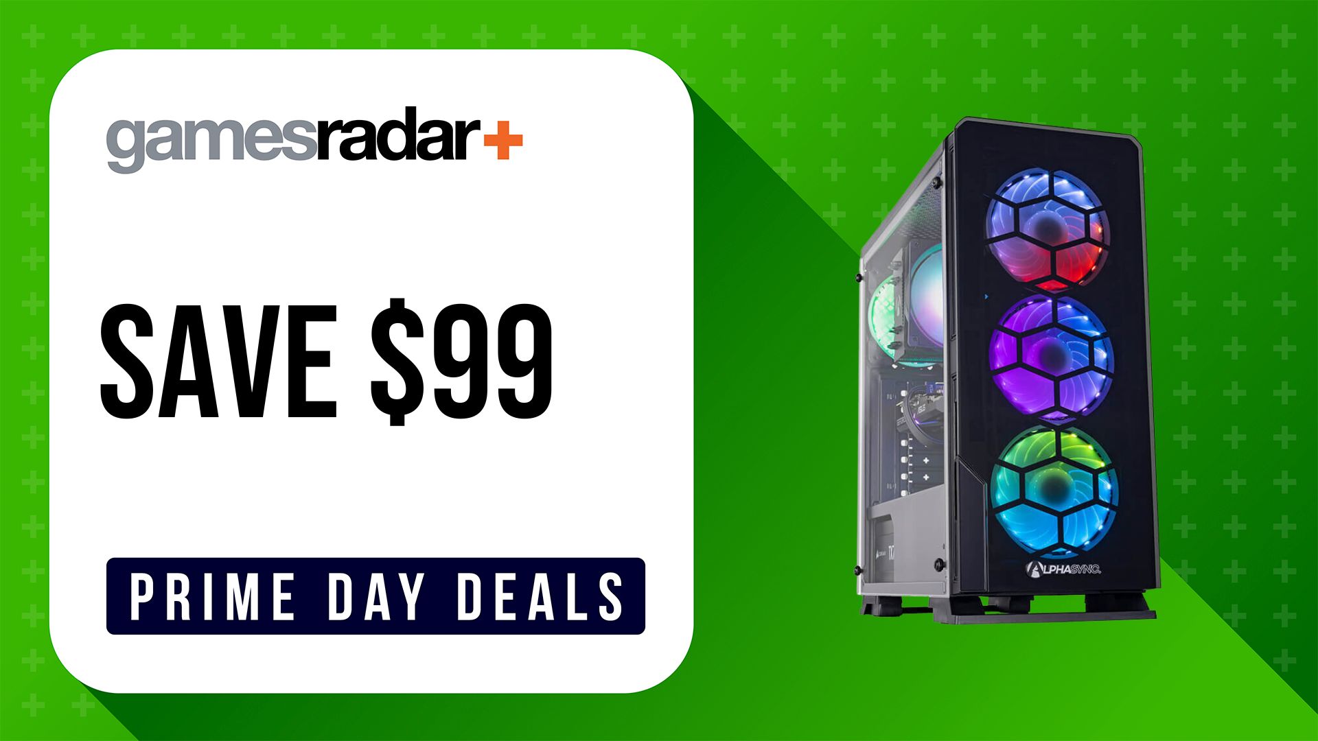 AlphaSync PBA Diamond Prime Day gaming PC deal at eBuyer with green background