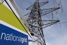 A photograph taken on April 28, 2025 shows electricity pylon stands in the National Grid Training centre in Eakring, central England.