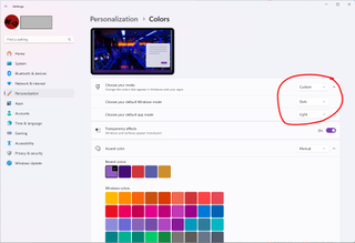 Windows 11 settings - Dark Mode