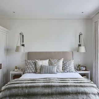 main bedroom with grey and white theme