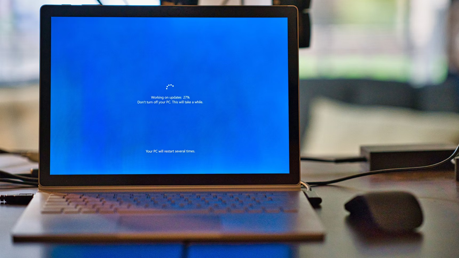 Windows 10 laptop updating.