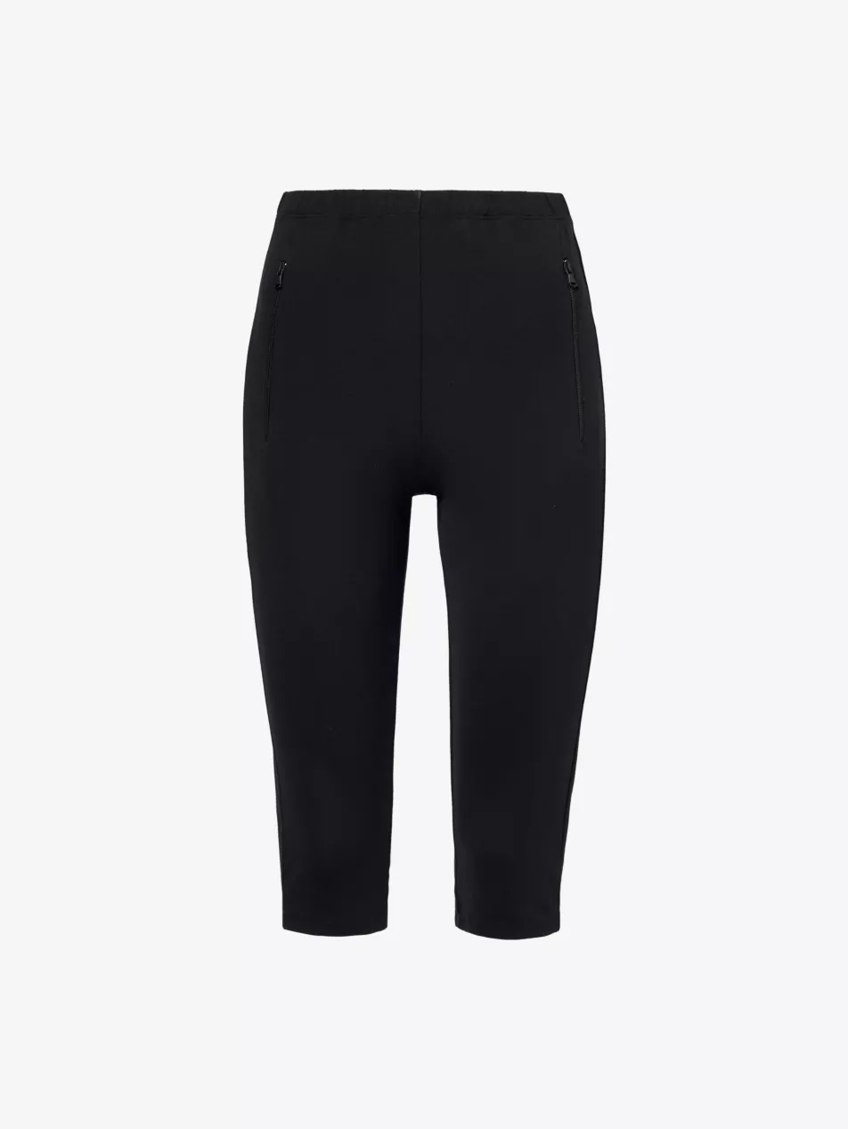 Zip-Pocket Stretch-Woven Cropped Leggings