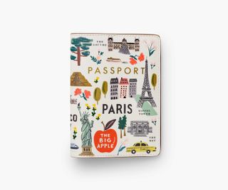 The Bon Voyage passport cover by Rifle Paper Co. with colorful world landmarks