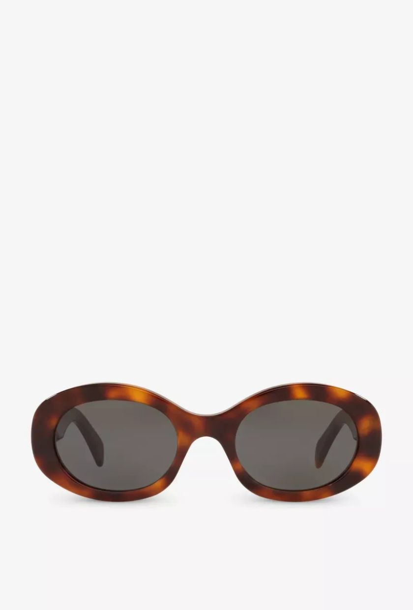 CELINE, Tortoiseshell-Pattern Oval-Frame Acetate Sunglasses