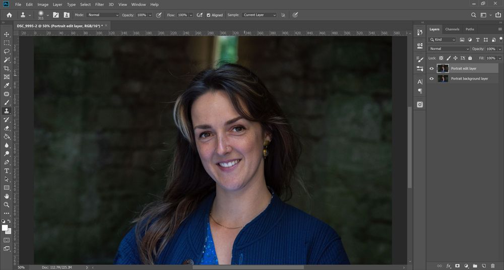 Remove wrinkles in Photoshop: Step 1