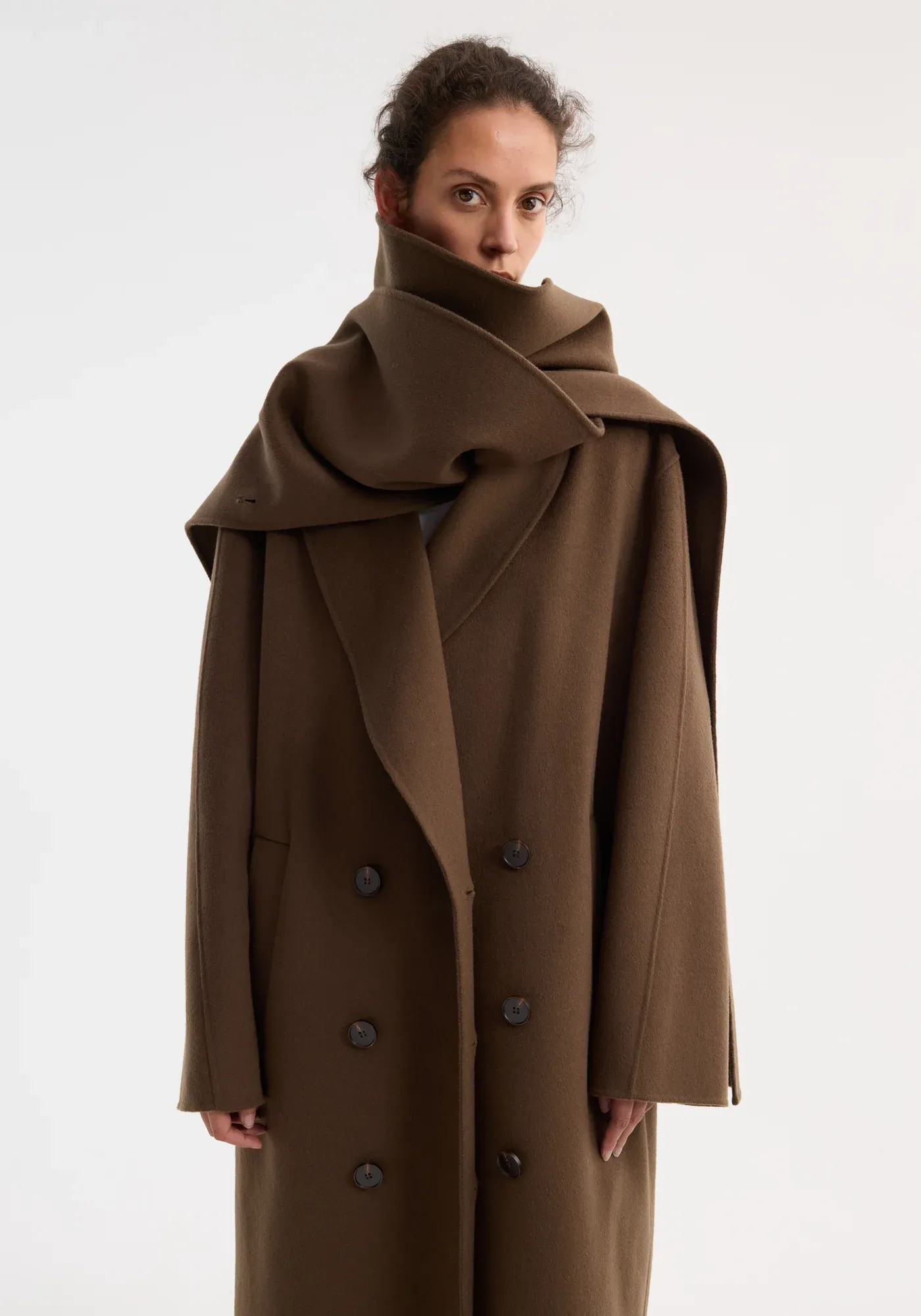 Róhe, Signature Double-Faced Scarf Coat | Taupe