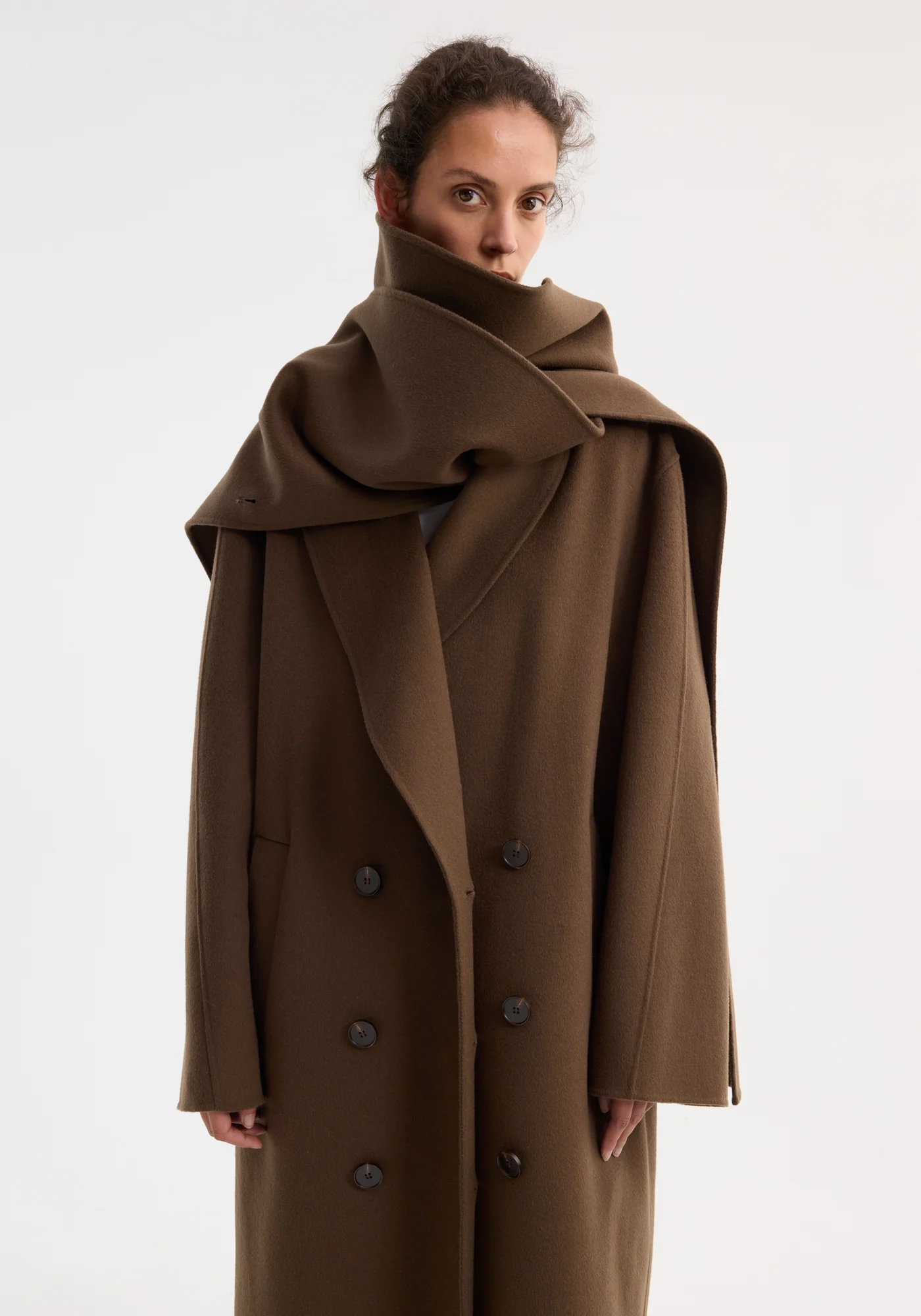 Róhe, Signature Double-Faced Scarf Coat | Taupe