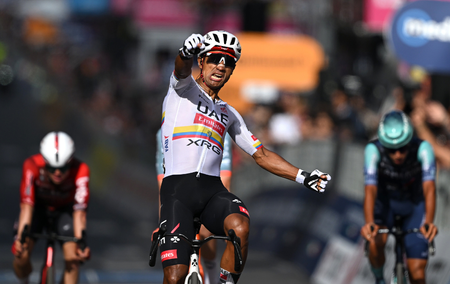 Jhonatan Narvaez of Ecuador and UAE Team Emirates - XRG celebrates at finish line as stage winner during the 109th Giro d'Italia 2026, Stage 4 a 138km stage from Catanzaro to Cosenz