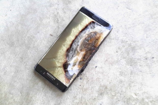 An exploded Galaxy Note 7.