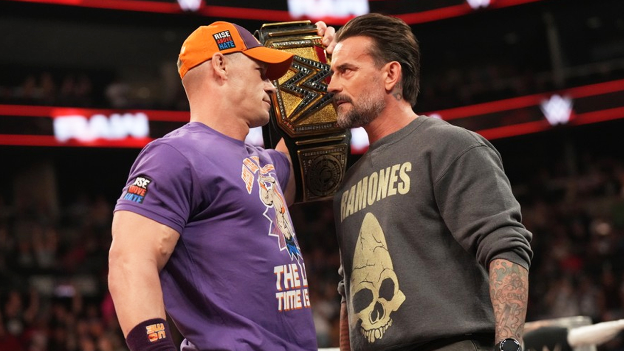 WWE Champion John Cena and CM Punk go face-to-face on an episode of WWE Raw.