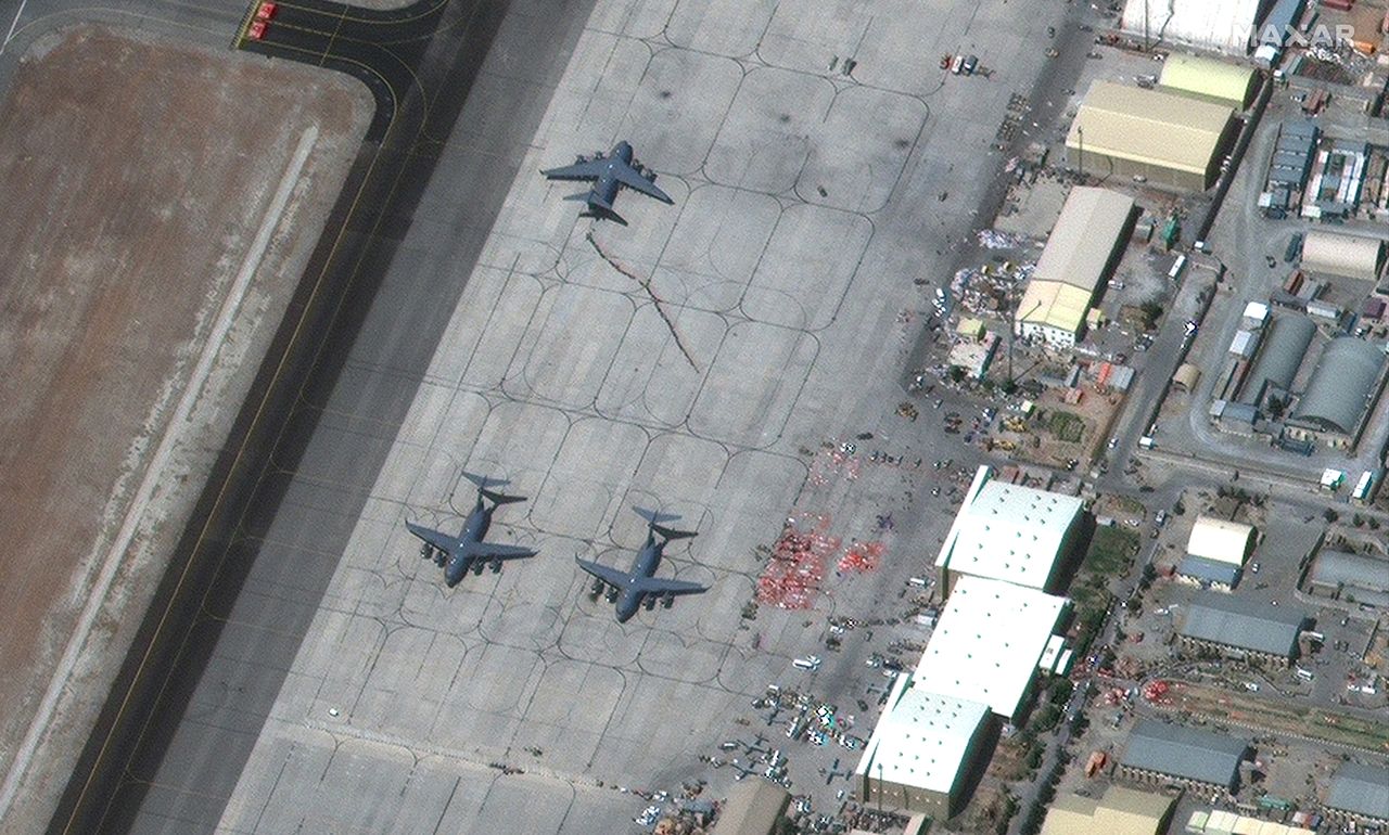 On Aug. 27, 2021, the WorldView-1 satellite captured these views of U.S. evacuation efforts from Afghanistan's Hamid Karzai International Airport in Kabul just days ahead of an Aug. 31 deadline to complete the operation in the wake of the Taliban takeover of the country.