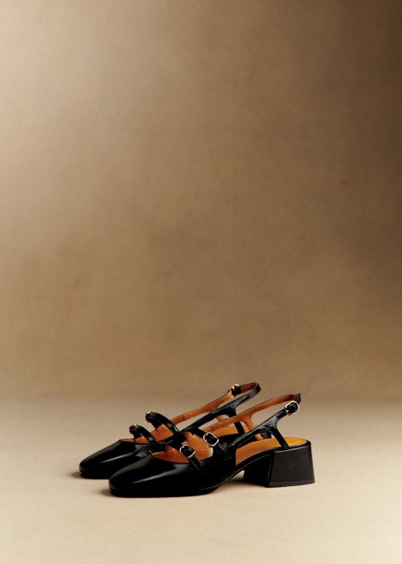 Paula Babies - Patent Black - Patent Goatskin Leather - S&eacute;zane