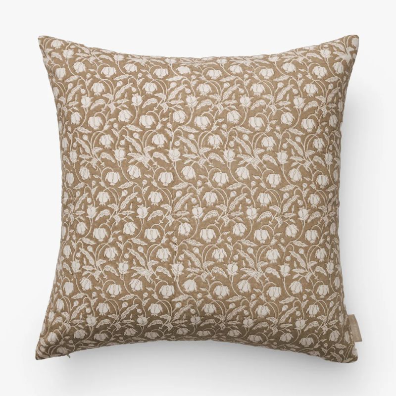 brown floral square cushion