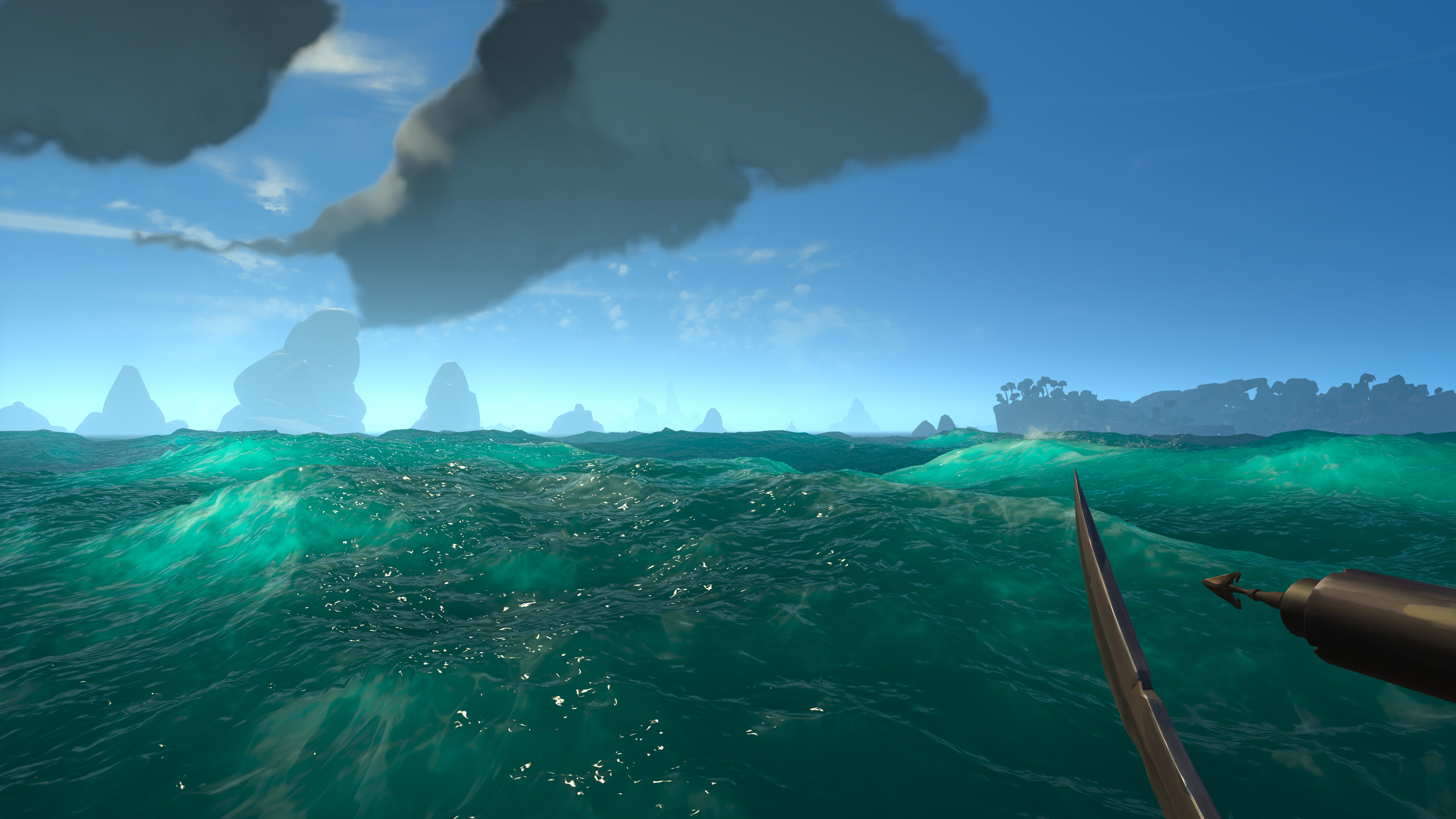 Sea of Thieves first person view of a choppy sea