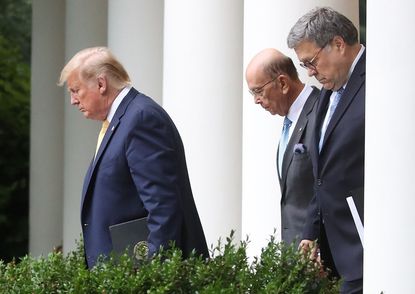 Donald Trump, Wilbur Ross, and William Barr.