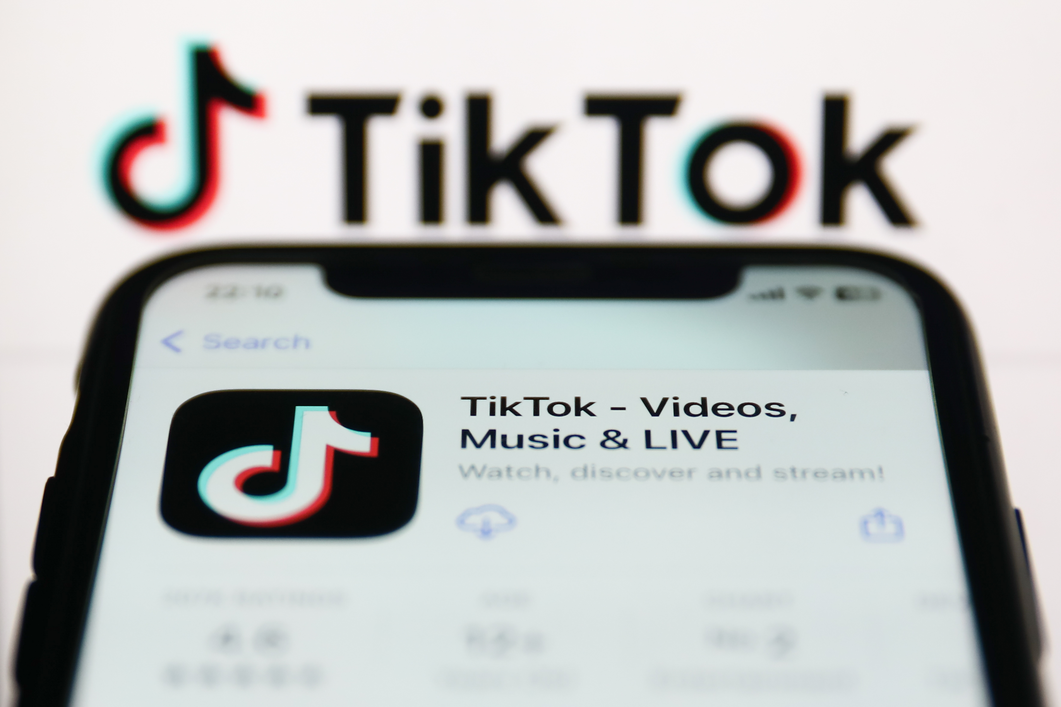 TikTok logo and the TikTok app on the app store