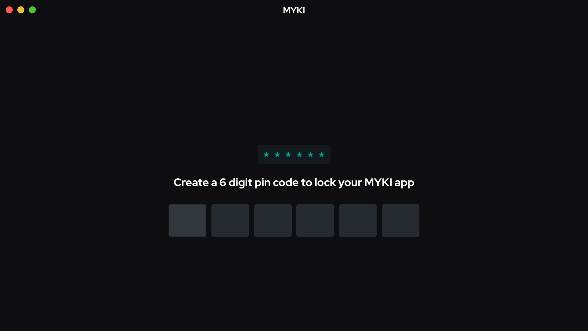 Myki password manager pin number