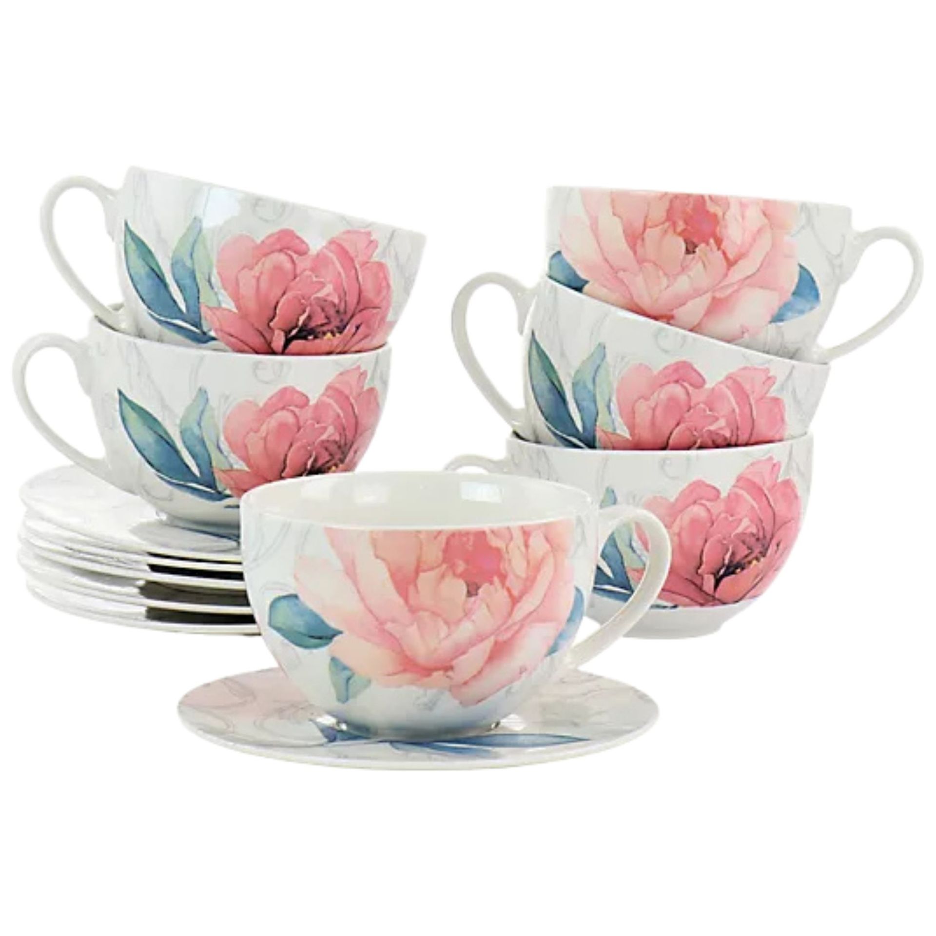 Martha Stewart, Martha Stewart 12 Piece Floral Cup and Saucer Set