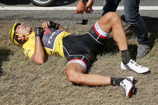 Yellow jersey Fabian Cancellara (Trek Factory Racing) was a part of a crash during stage 3