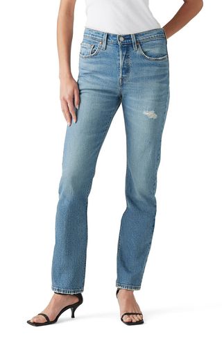 501® High Waist Distressed Straight Leg Jeans