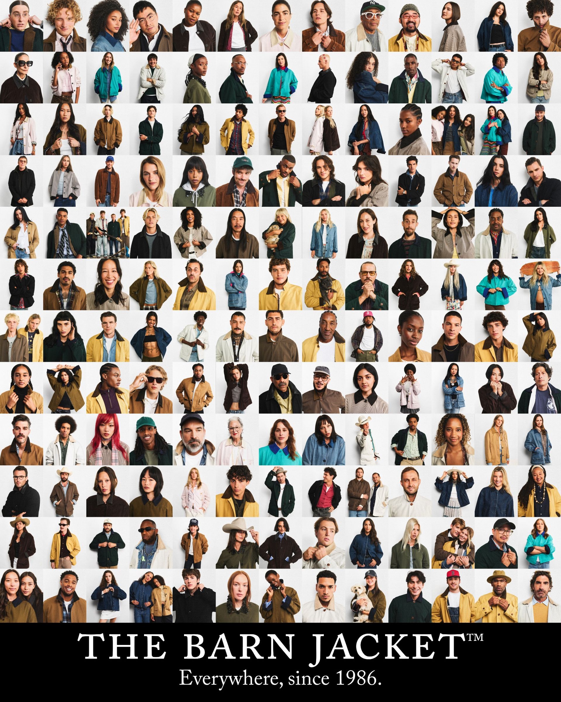 celebrities and models wore the Barn Jacket for J.Crew's 40th anniversary campaign