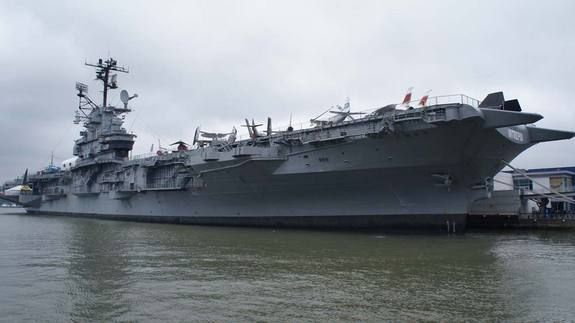 The Intrepid Sea, Air and Space Museum is based on the former Intrepid aircraft carrier docked in New York City.