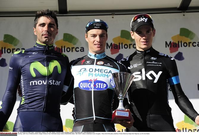 The Trofeo Muro podium: Fran Ventoso, Gianni Meersman and Ben Swift