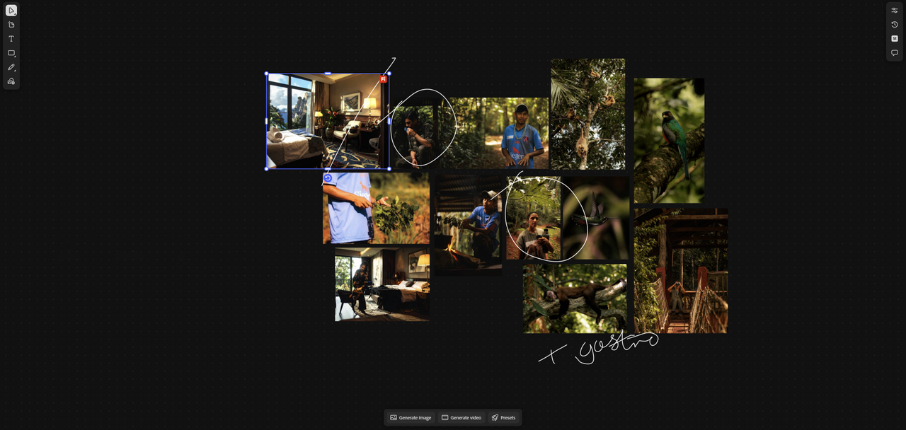A screenshot of work on a moodboard in Adobe Firefly Boards, one of the best AI image generators