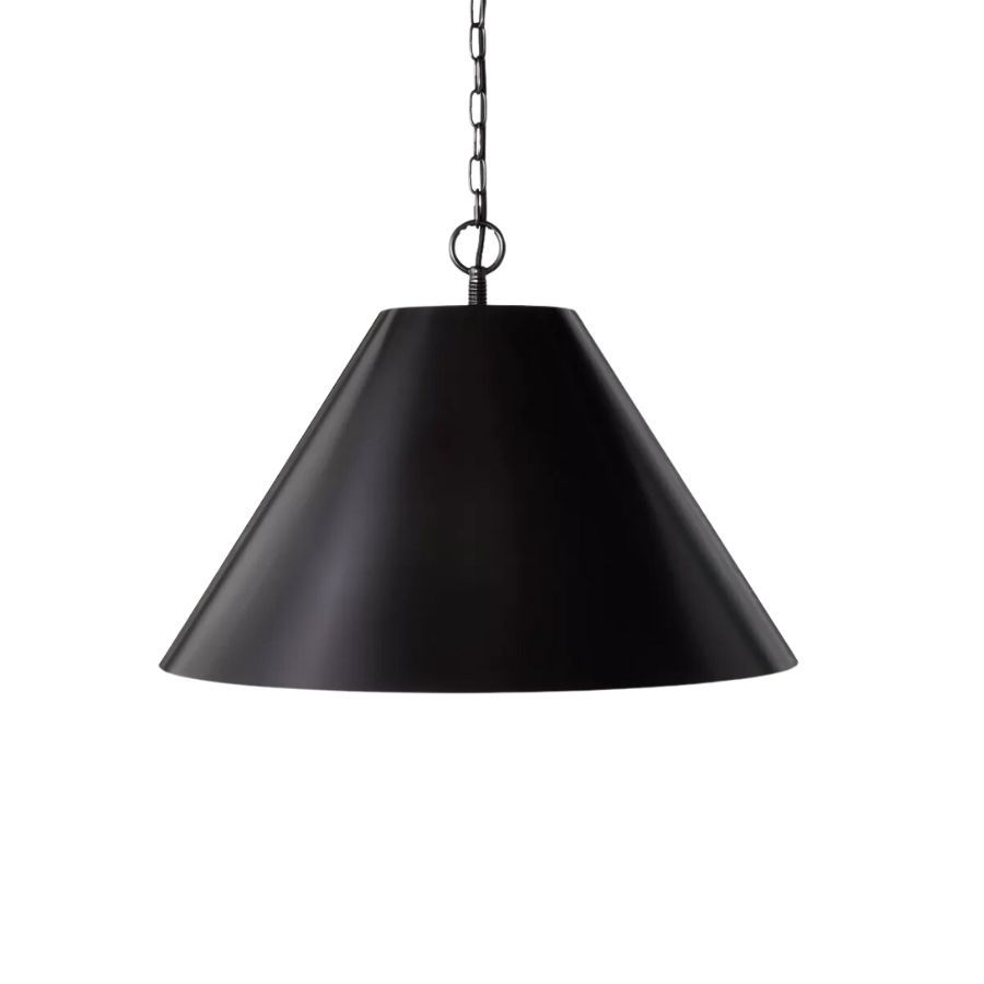 Large oversized black metal pendant light