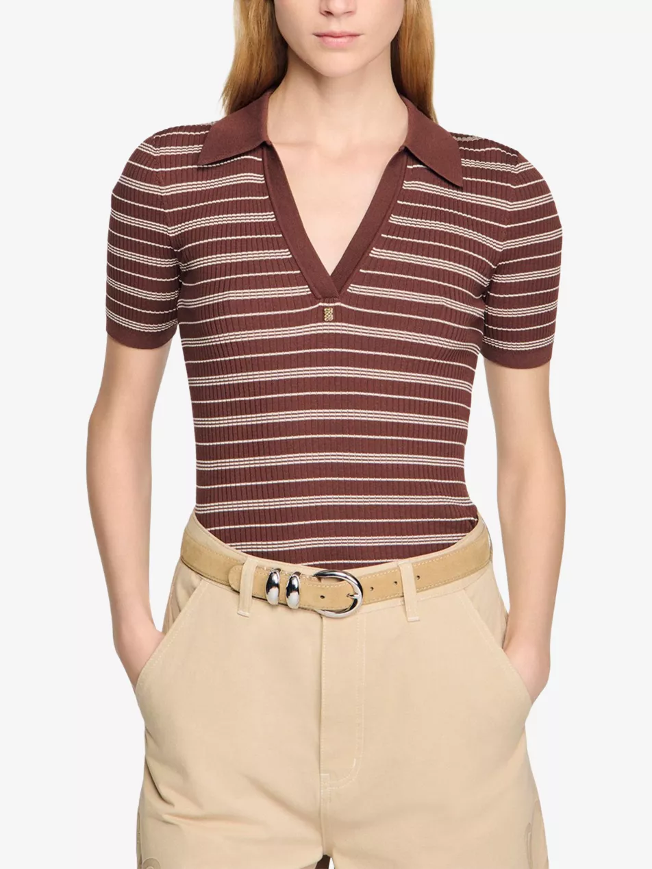 Striped Slim-Fit Knitted Polo Shirt - 6